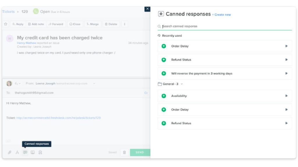 Save replies to common questions as reusable templates