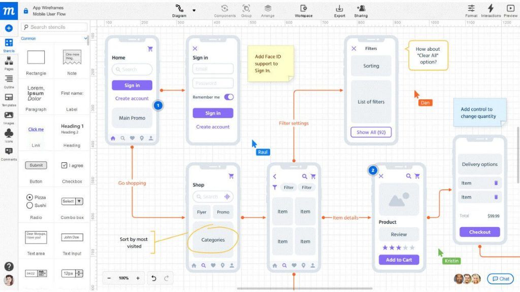 mobile app wireframes