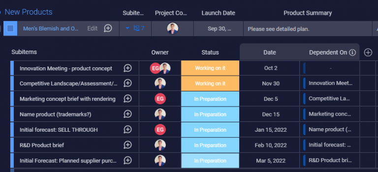 Using subitems in monday for multiple tasks