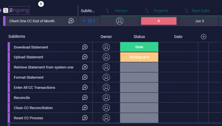 Using subitems in monday for recurring tasks