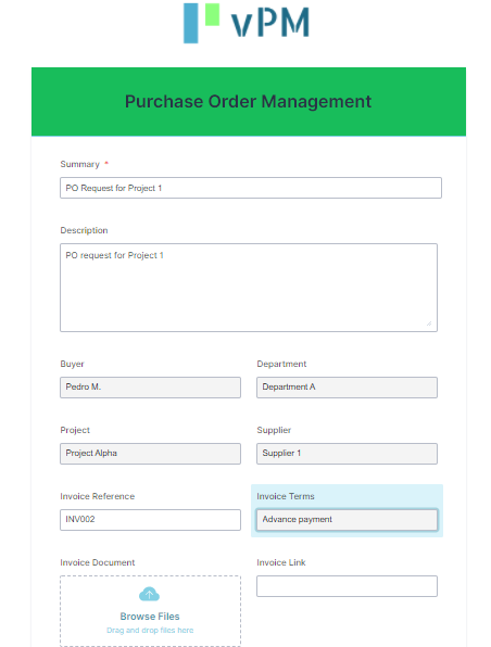 Purchase Order Management form on JotForm
