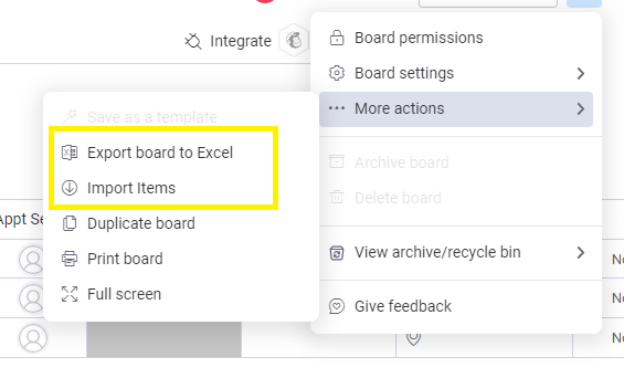 Data Import or export feature