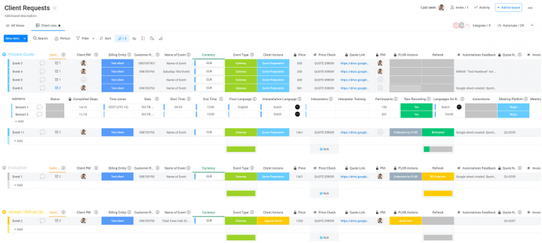 create events in Google Calendar - main board