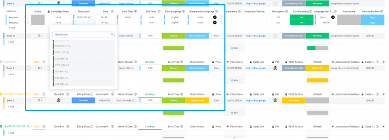 event information in a monday.com board